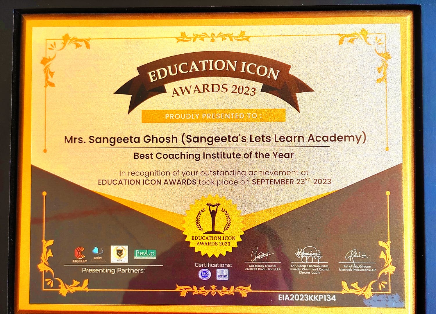 Best Coaching Institute of the Year — Education Icon Awards